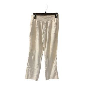 So Womens Size Medium Tan Beige Pull on Linen Pants Elastic Waist